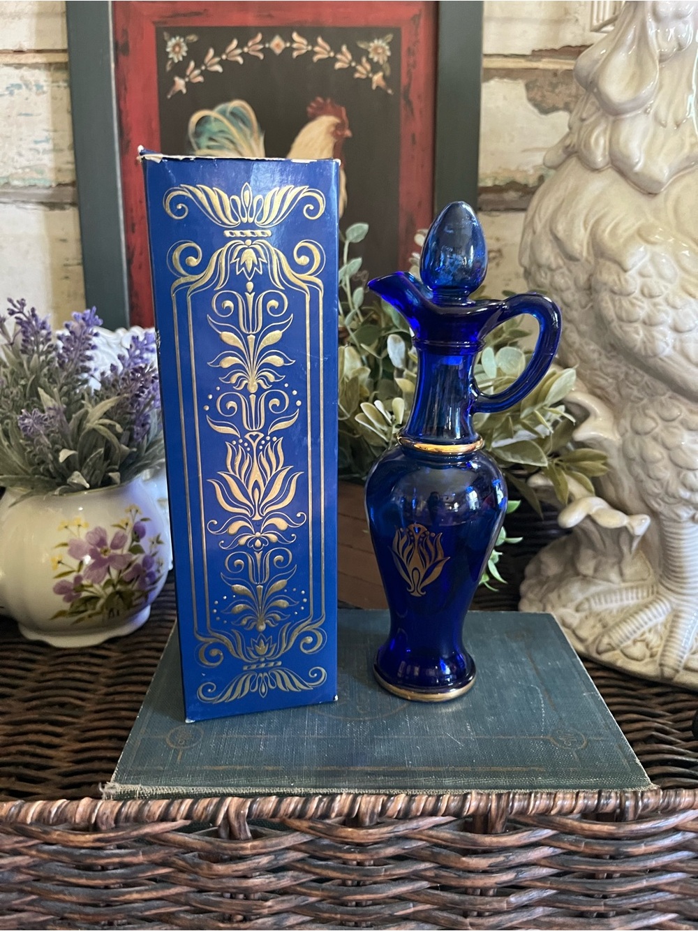 Vintage Avon Cobalt Blue Decorative Glass Decanter